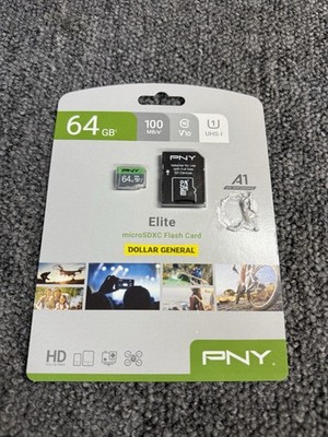 PNY 64GB Micro SD Card With SD Card Adapter microSDXC - NEW