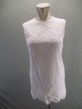 Zara Size XS Womens White Cotton Blend Lace Sleeveless Zip Beauty Casual Top 843