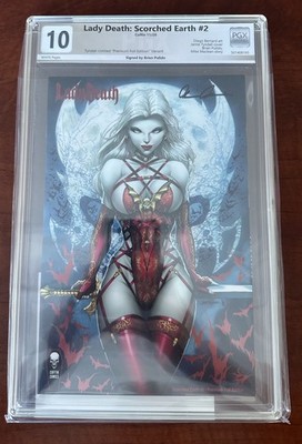 Lady Death: Scorched Earth #2 , 10 PGX , Premium Foil Edition Signed by Pulido