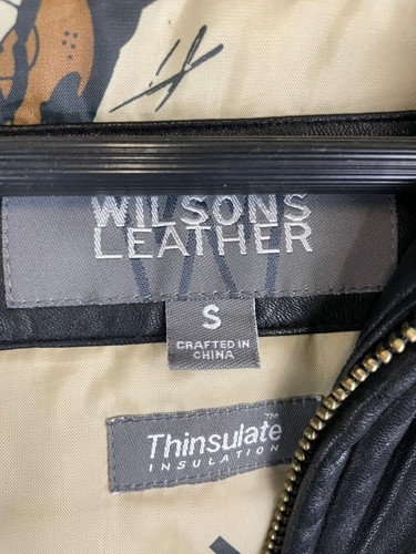 Wilsons Bomberjacke Herren Small Leder Thinsulate Thermo Full Zip Schwarz - Bild 7 von 15