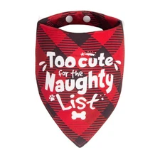Christmas Dog Bandanas Naughty  Nice Idea Funny Holiday Stocking Pet Scarf Gi...
