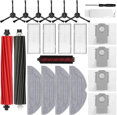 COOLGADGET 23er Roborock S8 Plus Pro Ultra Ersatz Teile Seiten Bürste Beutel Filter Mopp