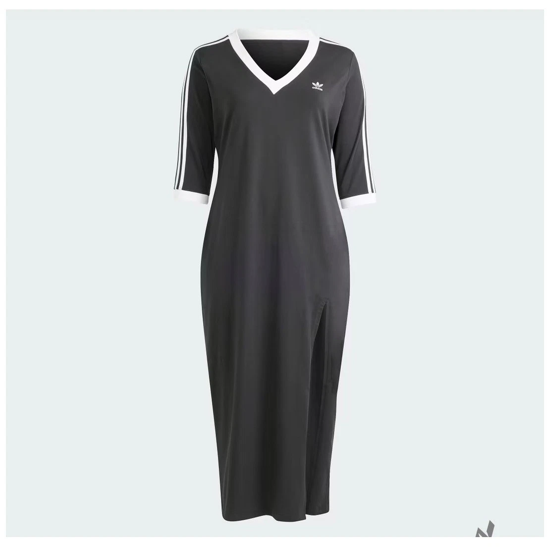 adidas 3 stripe side slit maxi dress adidas Originals Adicolor V-Neck Maxi Dress Black