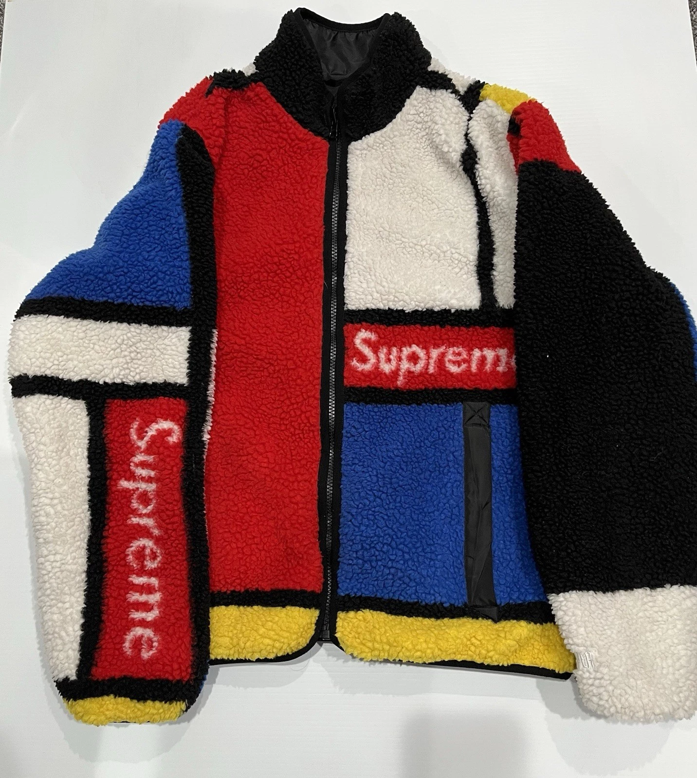 Veste polaire Supreme réversible colorblocked FW2020 rouge jaune bleu taille S