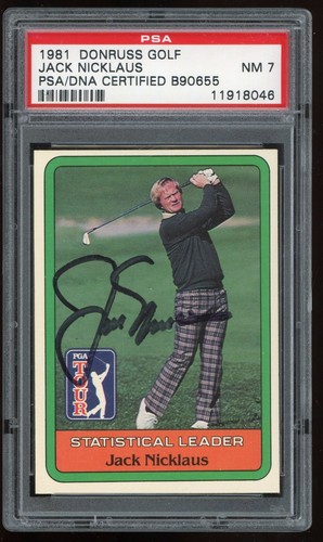 1981 Donruss Stat Leader Jack Nicklaus Auto Signed Rookie Card NM PSA/DNA