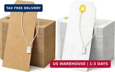 100 Pack Shipping Tags with Strings Included, Blank Hang Tags 4 3/4" x 2 3/8", A