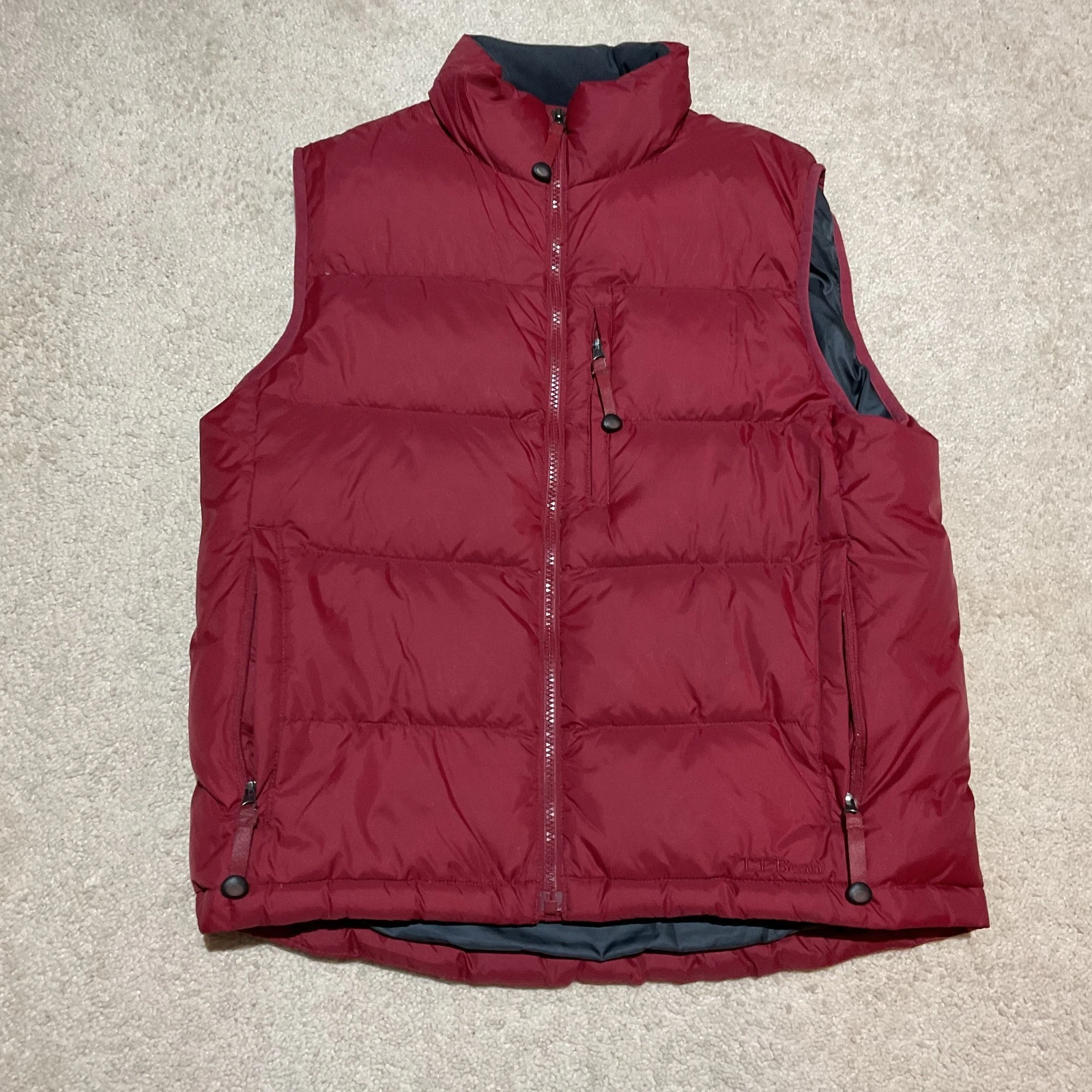 L.L.Bean Insulated Puffer Vest Men’s Small Red Full Zip Outdoor Hiking Winter