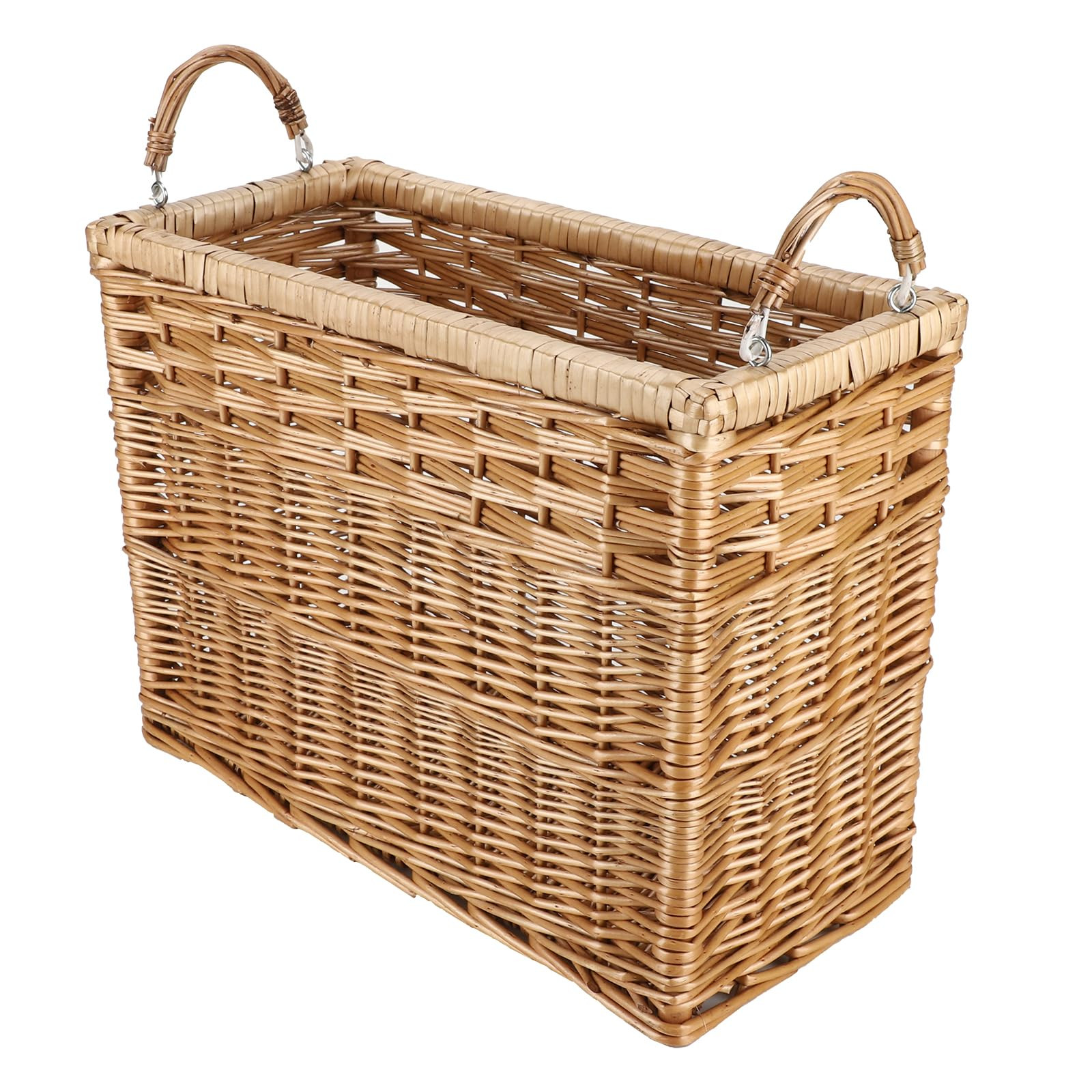 Natural Wicker Storage Basket with Built-in Handles Stair Basket Magazine Bas...