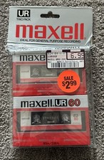 Maxell UR 60 Blank Audio Cassette Tapes 60 Min Normal Bias 2 Pack SEALED Vintage