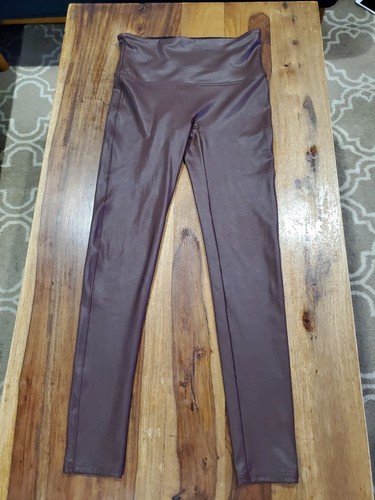 SPANX Women's L 26x27 High Waist Faux Leather LeggingsBronze Metal Brown
