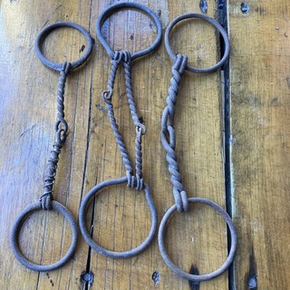 Set of 3 Antique Twisted Snaffle Horse/Mule Bits Equestrian Bridles Tack