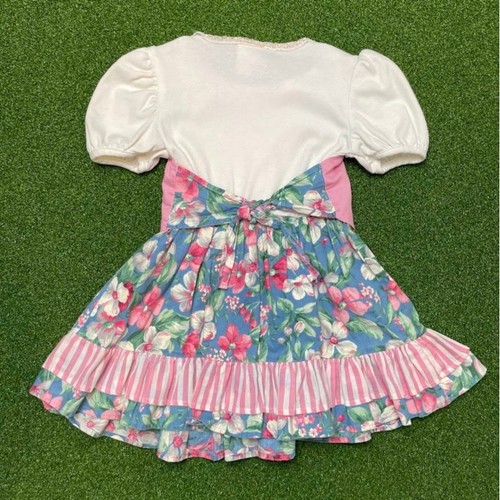 Vintage 90s Y2K Racing Ribbons Western Floral Flowy Dress Sz 5 - Picture 2 of 3