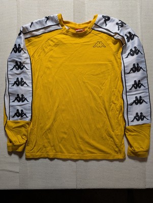 Y2k Kappa Iconic Soccer Brand Long Sleeve Logo Yellow Athletic Men's Sz Small 