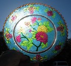 Beautiful 9 Inch Chinese Plique-A-Jour Floral Decor Shallow Bowl, Stained Glass? — photo 1
