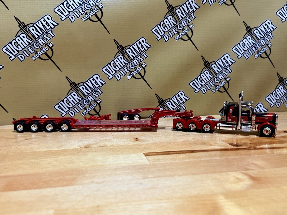 DCP 1/64 Peterbilt Tri-Axle Lowboy Jeep And Stinger Semi Truck