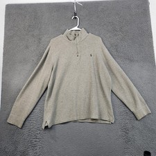 Polo Ralph Lauren Sweater Mens Large Gray Quarter Zip Cotton Pullover Knit