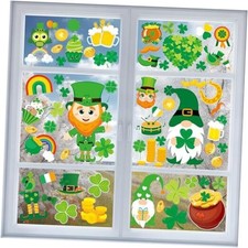 82Pcs st Patricks Day Decorations Window Clings 4 Sheets Glass Windows Green-4