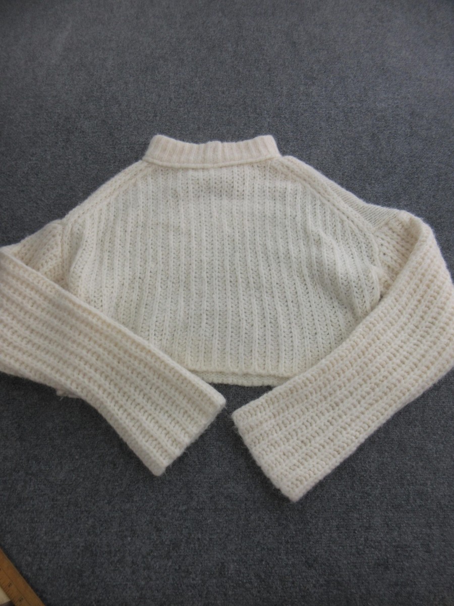 Free People Sweater Womens XS White Fair Isle Mock Neck Chunky