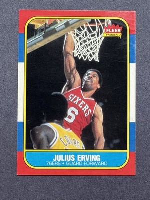 1986 Fleer Julius Erving #31 76ers HOF Dr J Vintage NBA Basketball Card  