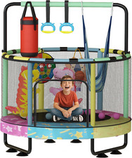 Lamerge Kids Trampoline, Toddler Bouncing Trampoline with Safety Enclosure Net,