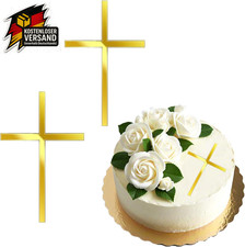 Kreuz Tortendeko Taufe Kommunion Konfirmation Mädchen Jungen Gold Acryl Kuchen D