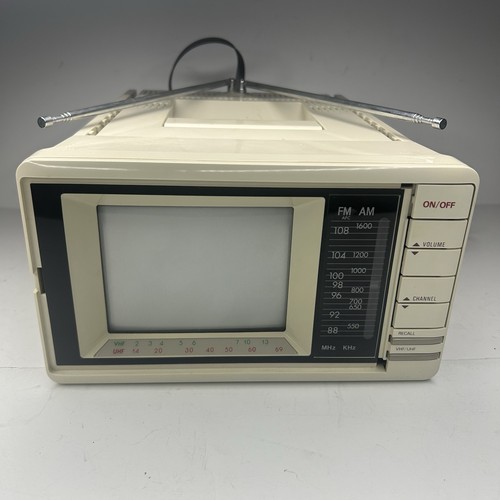 Vintage GE Spacemaker 7-7660A TV a colori radio AM/FM portatile schermo 5' - Foto 16 di 16