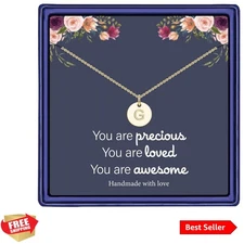 Thoughtful Gift: 14K Gold Disc Initial Necklace - Perfect for Ladies & Teens!