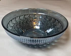 Vtg  10 1/4” Indiana Carnival Glass Bowl-Iridescent Blue WINDSOR Button Cane EUC