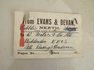 wagon label. Neath. Biddenden