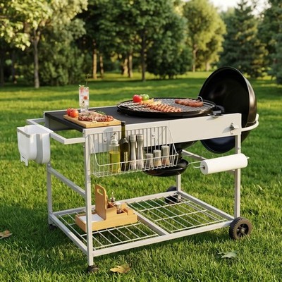 Vongrasig Grill Table for Weber Kettle 18'' & 22'' with Storage