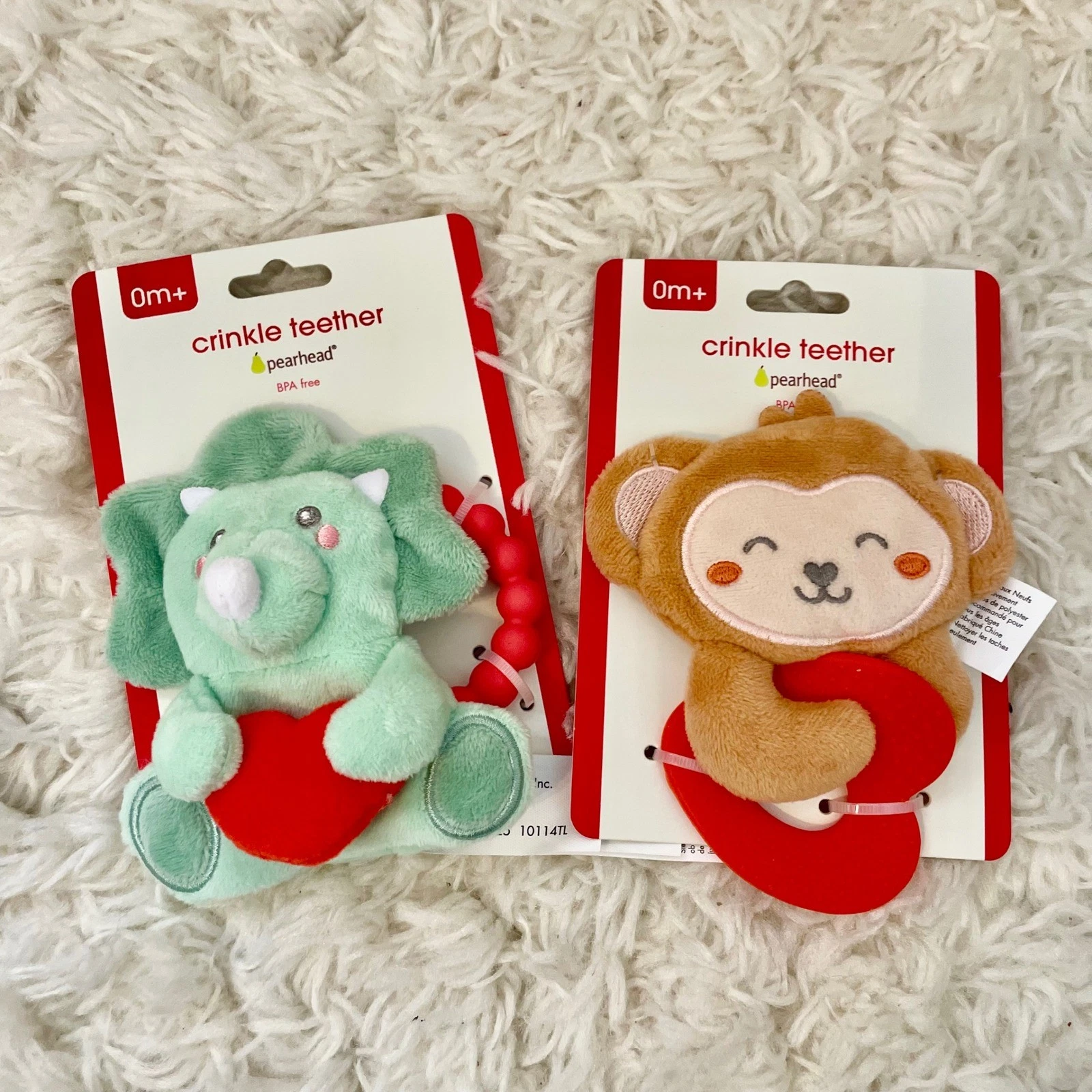 Pearhead Crinkle Teether Set 2pk Plush Triceratops & Monkey Baby Sensory Toys
Opens in a new window