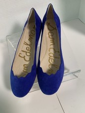 NIB SAM EDELMAN Augusta Suede Ballet Flats Womens 10 Sapphire Blue Scalloped