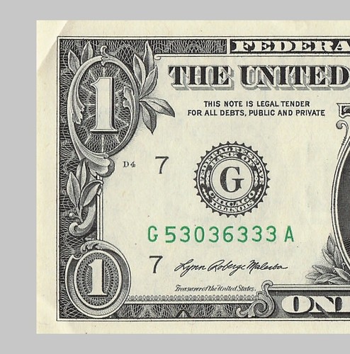 Five of a Kind 3s Fancy Serial Number One Dollar Bill G53036333A Triple - Picture 4 of 11