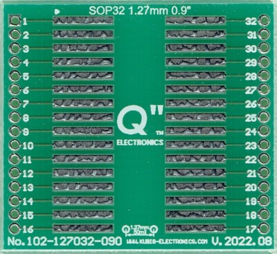 SO32, SOJ32, SOP32, SOIC32 1.27mm(0.05'') to DIP 0.9'' (1.27mm pin raster) [US]