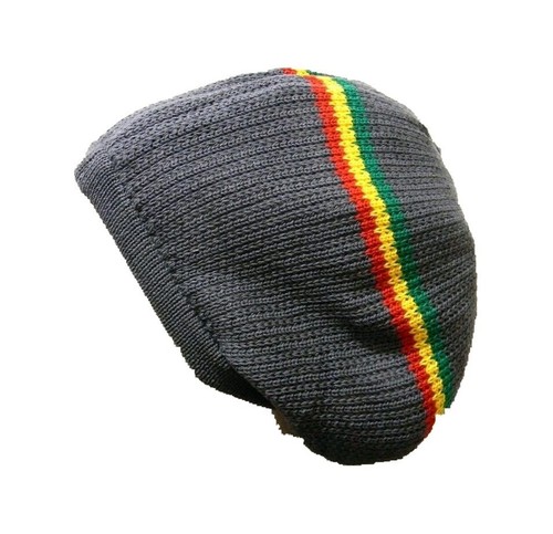 Gray Rasta Slouchy Baggy Beanie Oversized Hat Cap Skull Ski Men Women Hippie - Picture 3 of 4