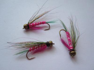 3 EA D16-7 BEAD HEAD LITTLE RAINBOW TROUT'S (SIZES), STREAMERS