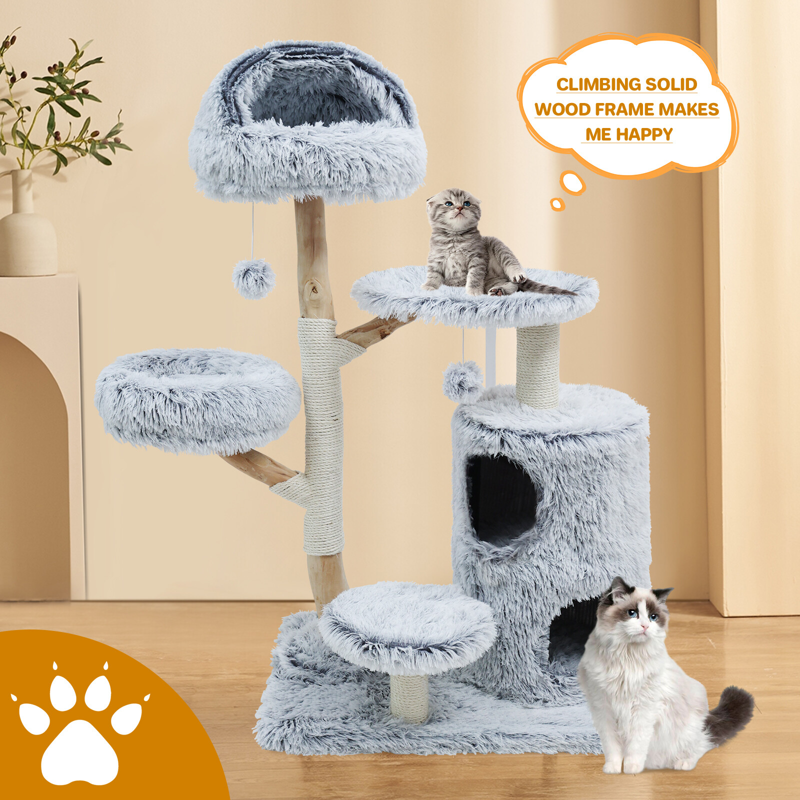 ZEOPHOL 52" Cat Tree Large Condo Pet Play Tower Cat Bed Furniture Scratch Post