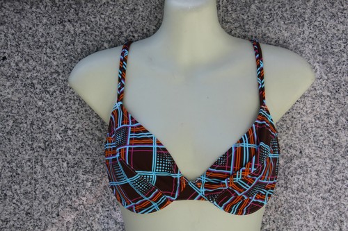 BIKINI OBERTEIL GRÖSSE 34 B BRAUN KARIERT MIT BÜGEL - 第 1/1 張圖片