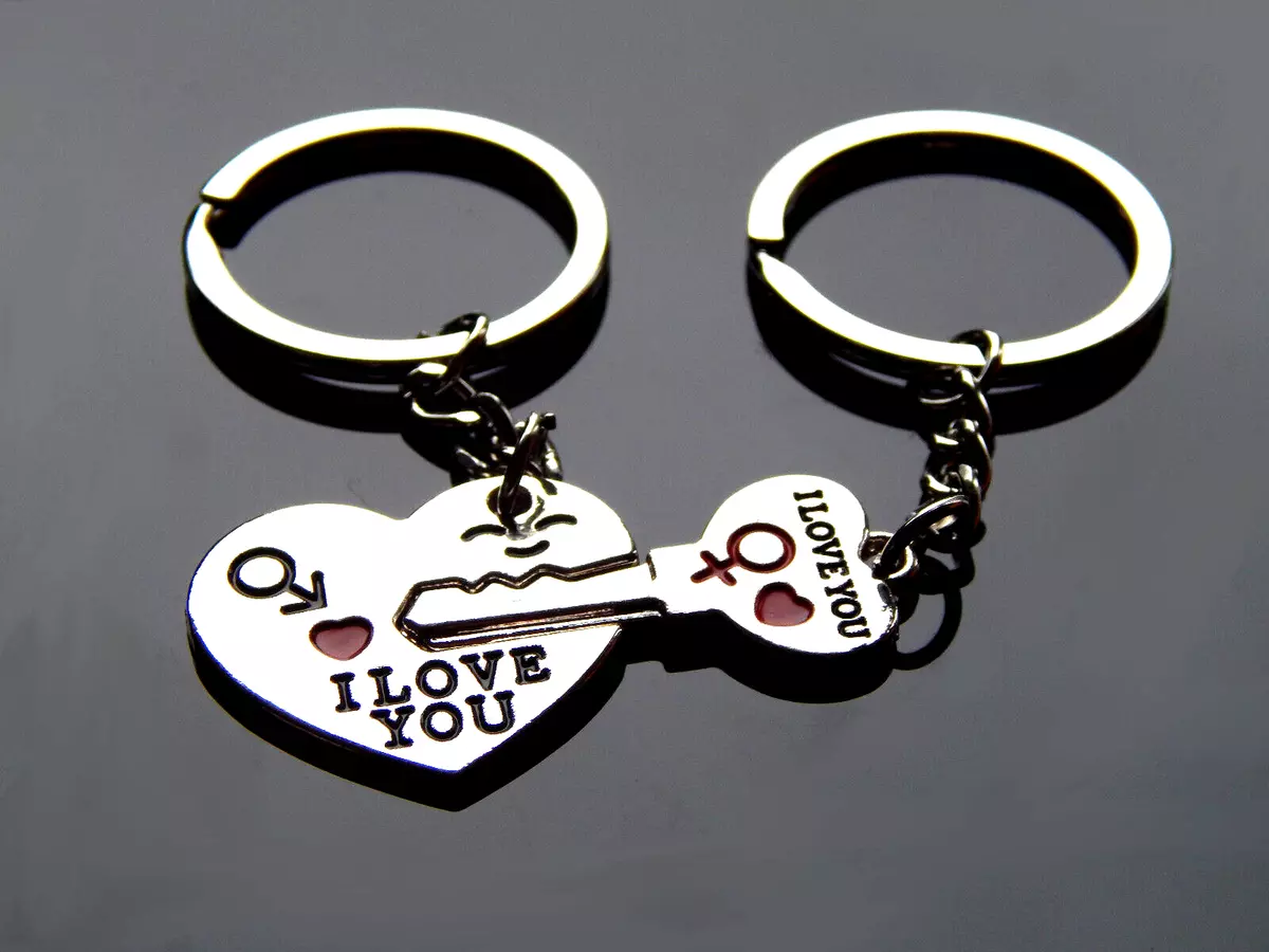 Key and Heart Best Gift Lover His Her Keychain Couples - I Love You Key  Chain