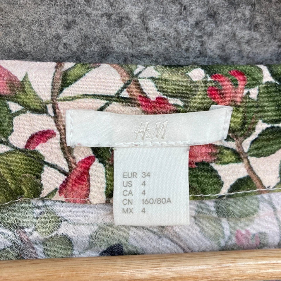 H&M Top Womens 4 Multicolour Half Sleeve Round Neck Blouse Shirt Viscose 216 - image 4 of 4