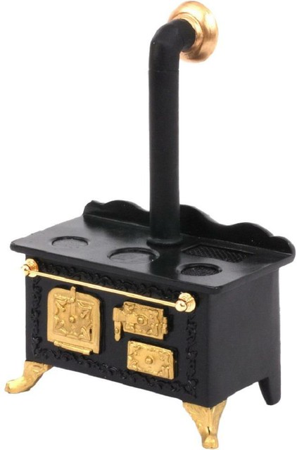 Puppenhaus Schwarz & Gold Viktorianisch Ofen Miniatur Reutter Küchenmöbel UR10792 Puppenhaus Schwarz & Gold Viktorianisch Ofen Miniatur Reutter Küchenmöbel UR10792