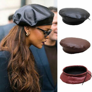 Women Hat Vintage Pu Leather French Artist Beret Cap Fashion Painter Beanie Hat Ebay