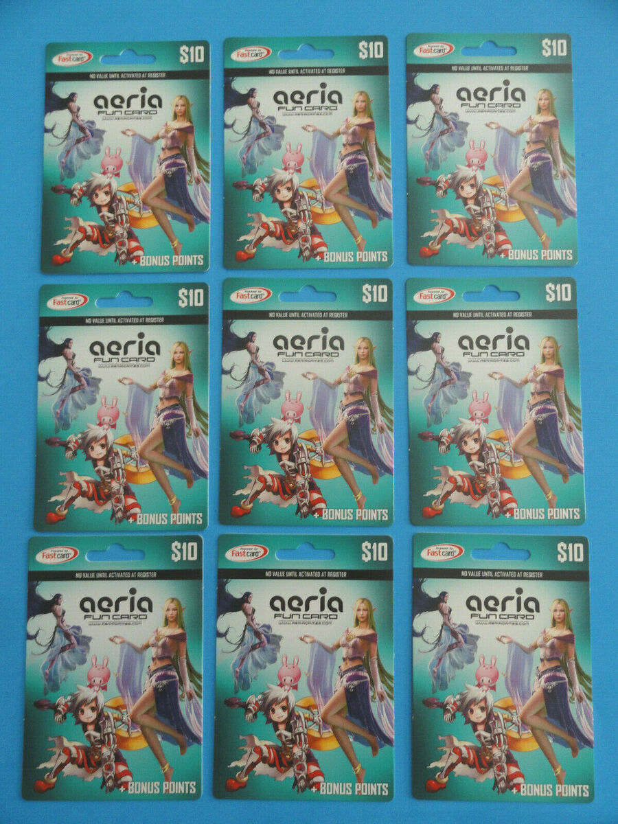 AERIA GAMES (9) FUNCARD DOWNLOAD CARDS FAST CARD **NO VALUE ON CARDS  COLLECTIBLE