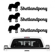 Shetlandpony Mini-Pferd Aufkleber 3er Set Pfe...