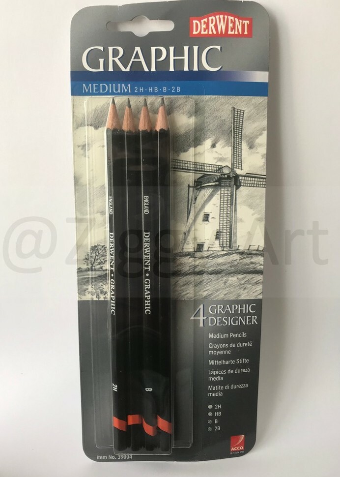 Derwent Graphic Bleistifte Set – 4 Stück (2B, B, HB, 2H)