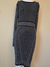 Nwt $64+ semi Sheer Studded Iridescent Bling Black Clubwear Mini dress Sz L 