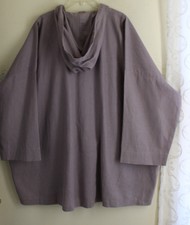 Eskandar 1 Lavender Purple Luxury Denim Hooded 34" Coat Coat Jacket Linen Art