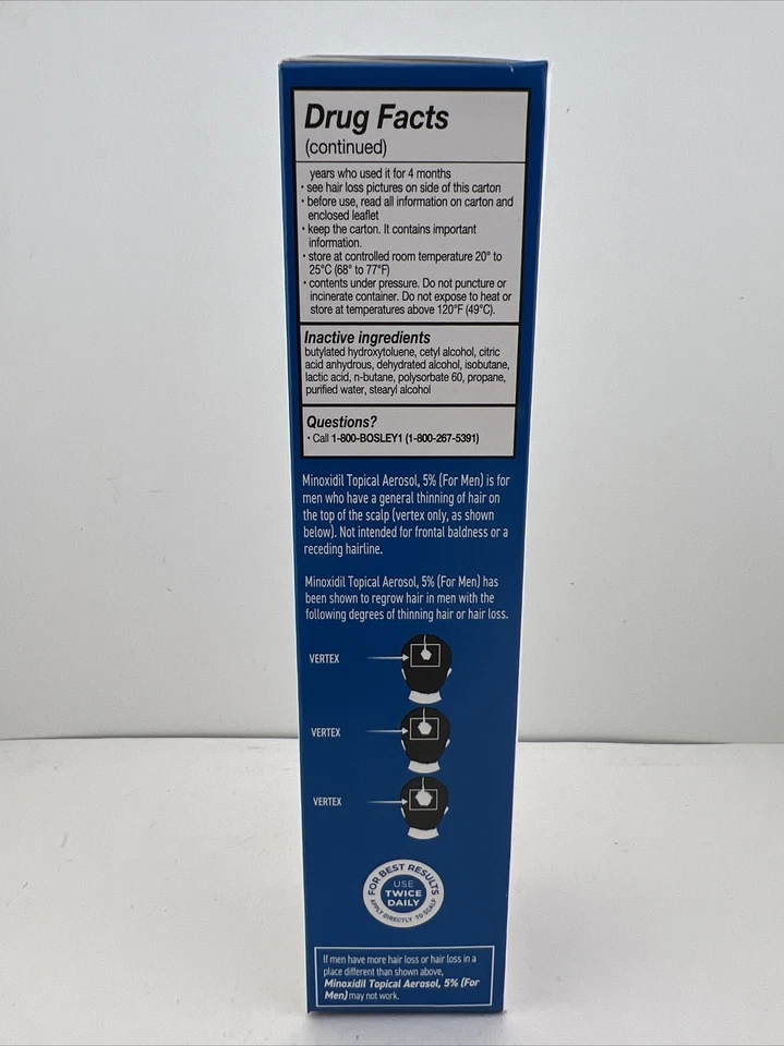 BOSLEY MD Hombres ESPUMA Tratamiento de Regeneración del Cabello Sin Perfume SUMINISTRO DE 1 MES NUEVO Foto 4 de 4