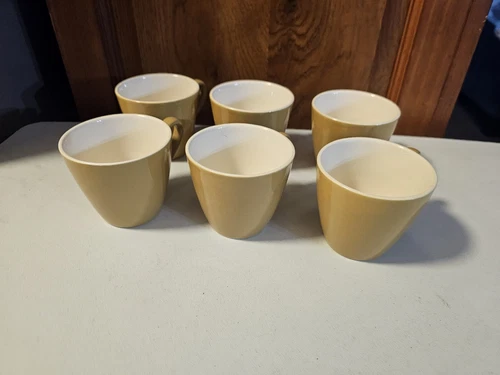 Vintage MCM Royal China Star Glow Mustard Yellow Coffee Cups Set Of 6