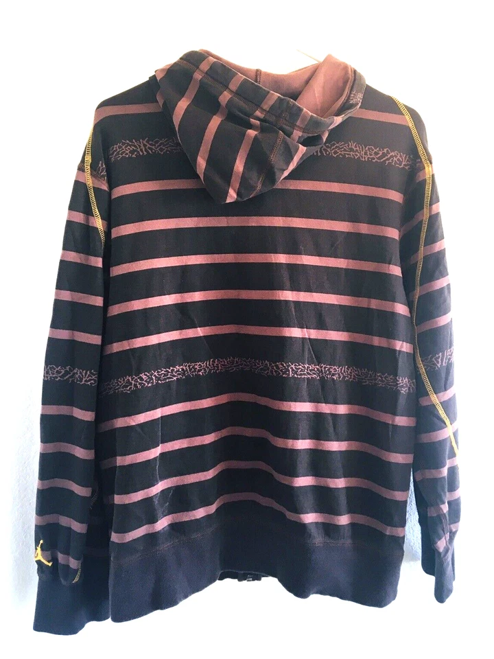 Air Jordan Nike Hoodie Jumpman Pull Logo Zip Brown Horizontal Striped Size M Men - Image 2 of 4